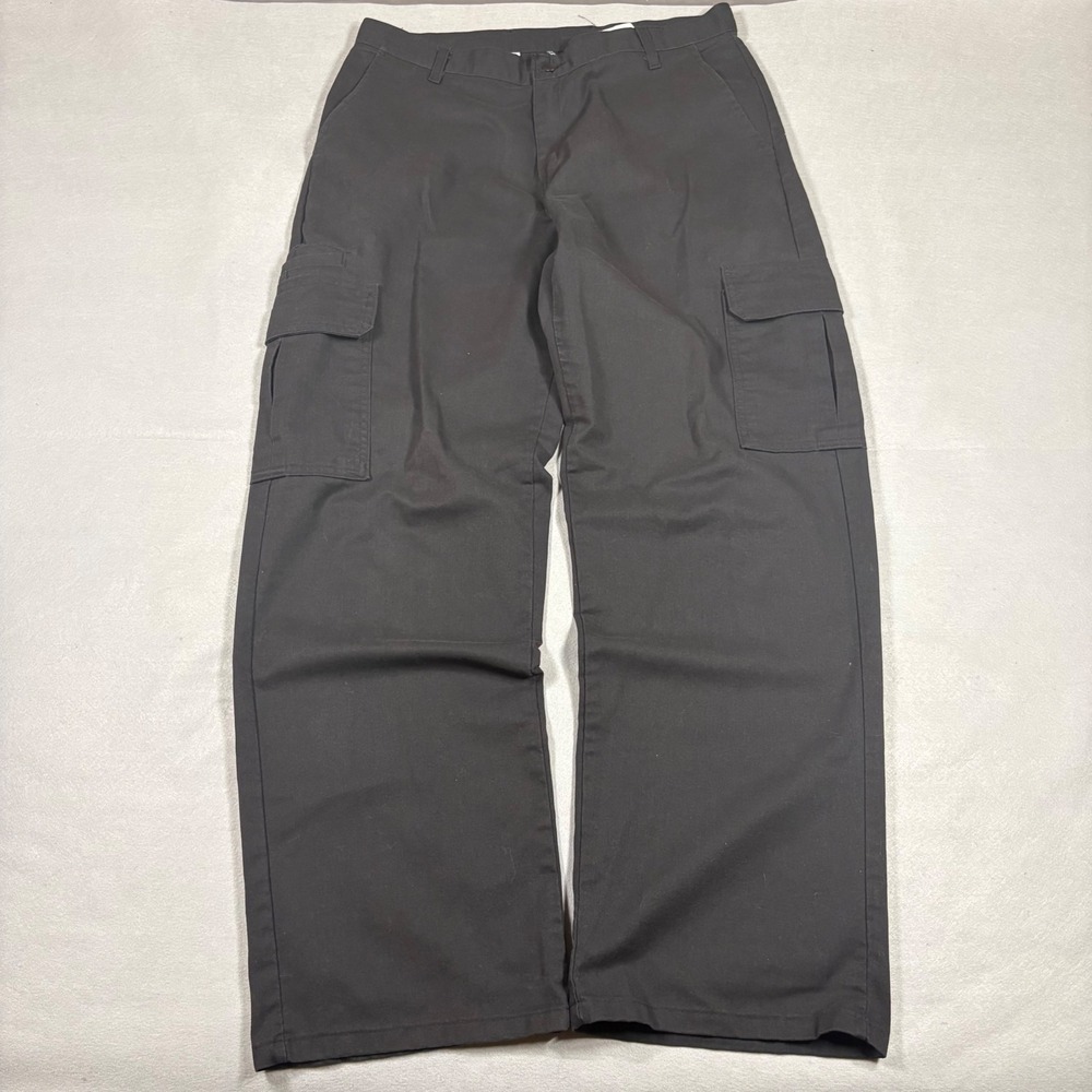 Genuine Dickies Mens Black Cargo Pants Straight Leg Twill Workwear GP338BK 34x32